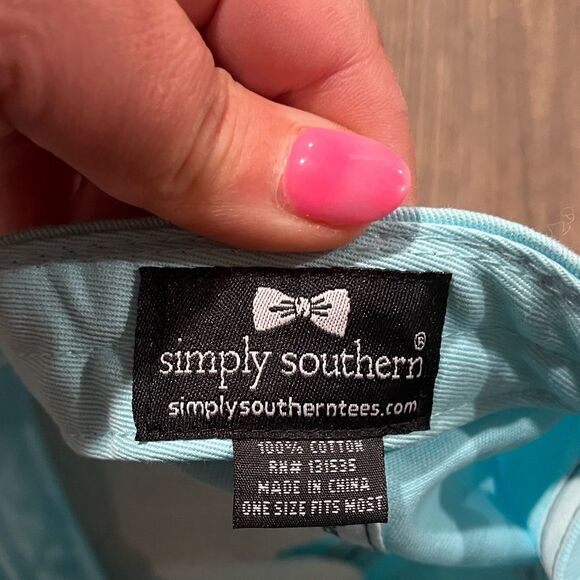 NWOT Simply Southern Cap Baseball Preppy Classy Happy Ball Hat Blue One Size - Picture 2 of 5